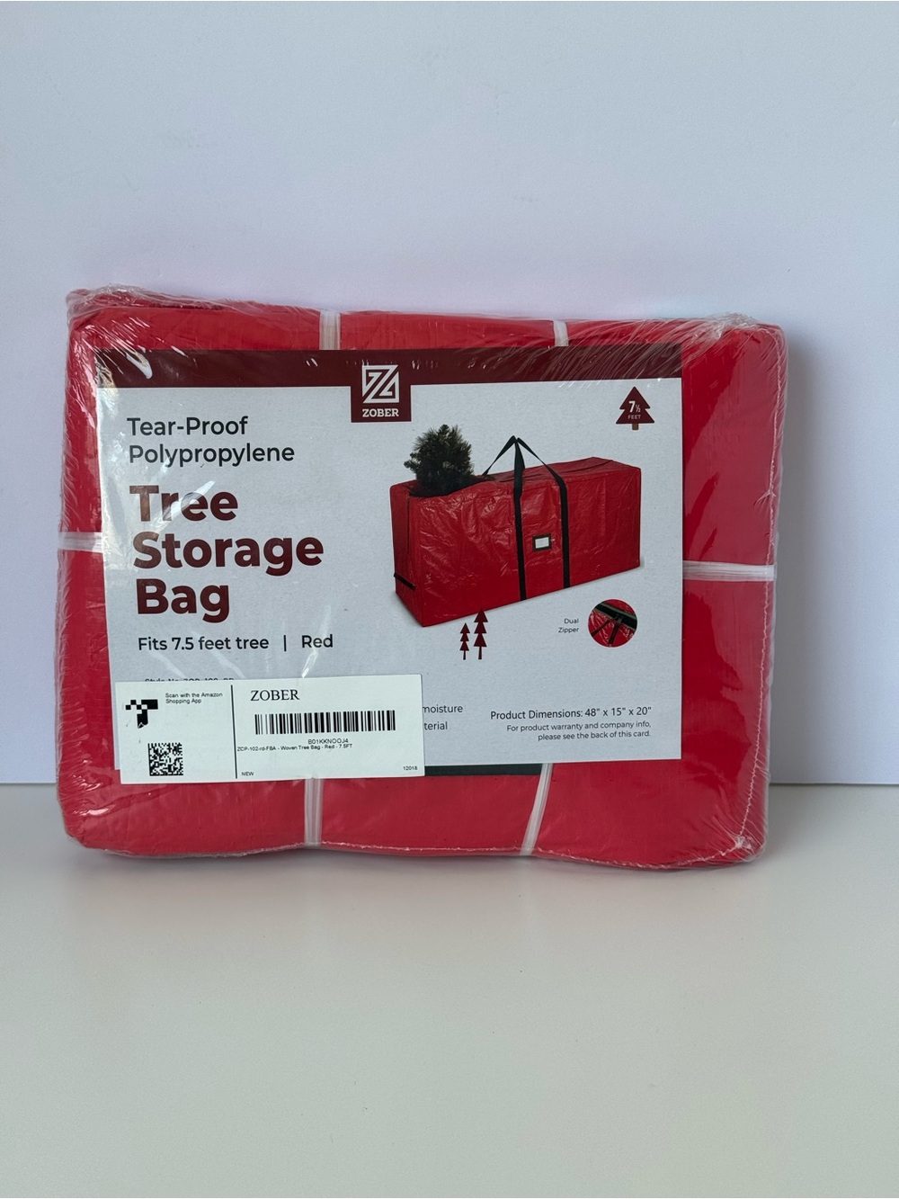 Zober 7.5 Ft Christmas Tree Storage Bag Red NIP